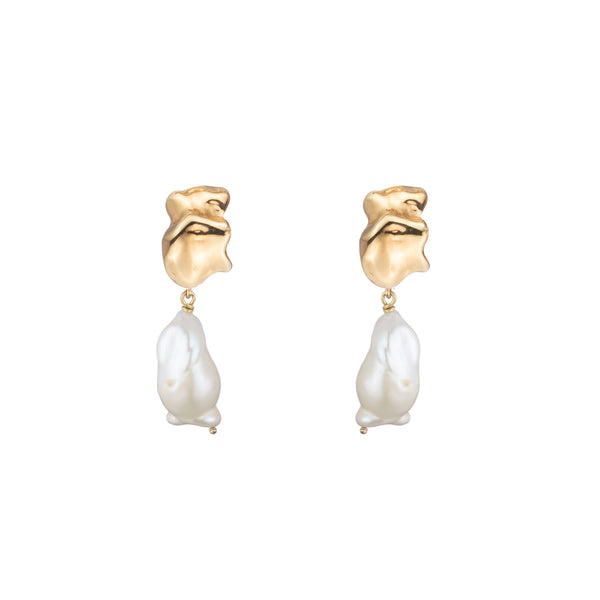 Baroque Pearl Mini Earrings | Gold