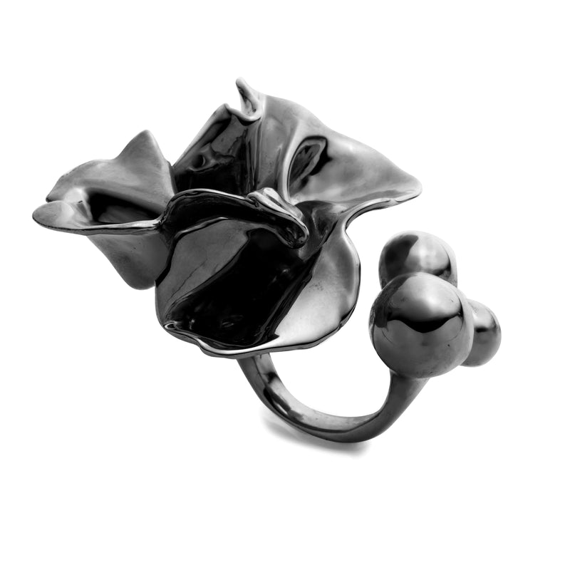 Sterling King Delphinium Ring in Mirror Black product shot