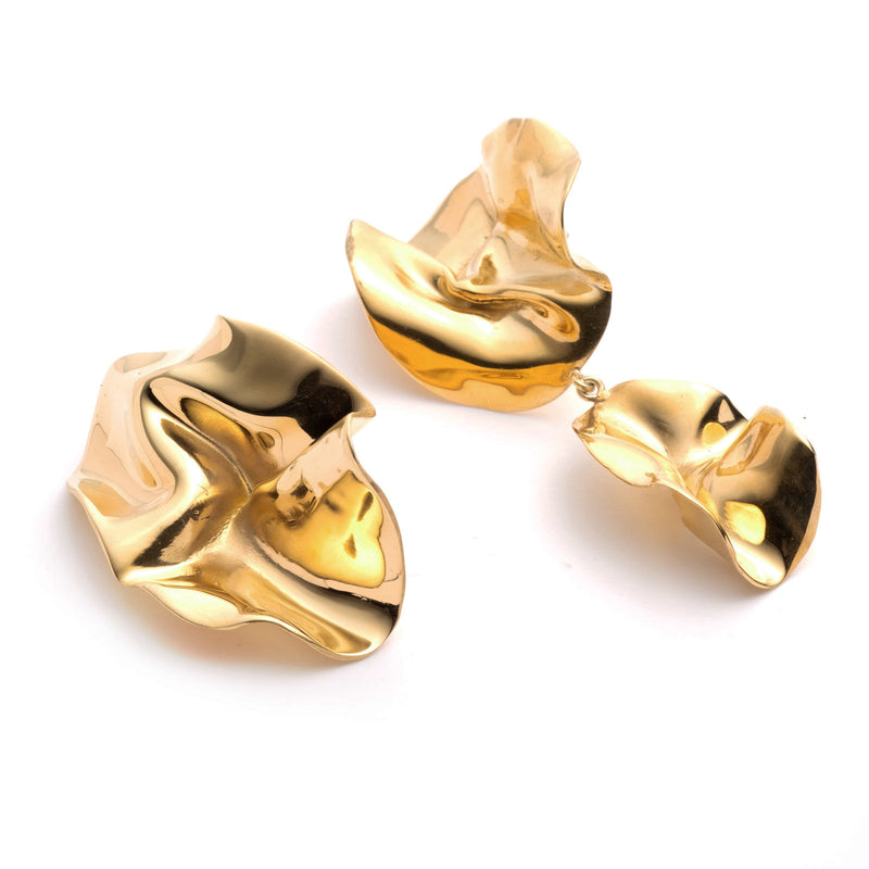 Mismatched Fold Earrings | Gold