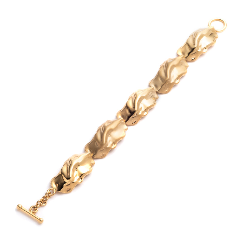 Sterling King Molten Link Bracelet in Two Tone Gold product shot