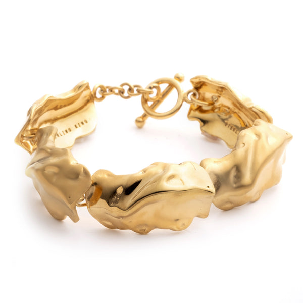 Sterling King Molten Link Bracelet in Two Tone Gold product shot