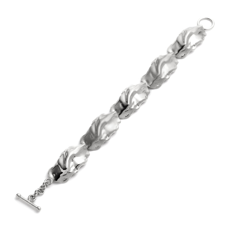 Sterling King Molten Link Bracelet in Two Tone Sterling Silver product shot