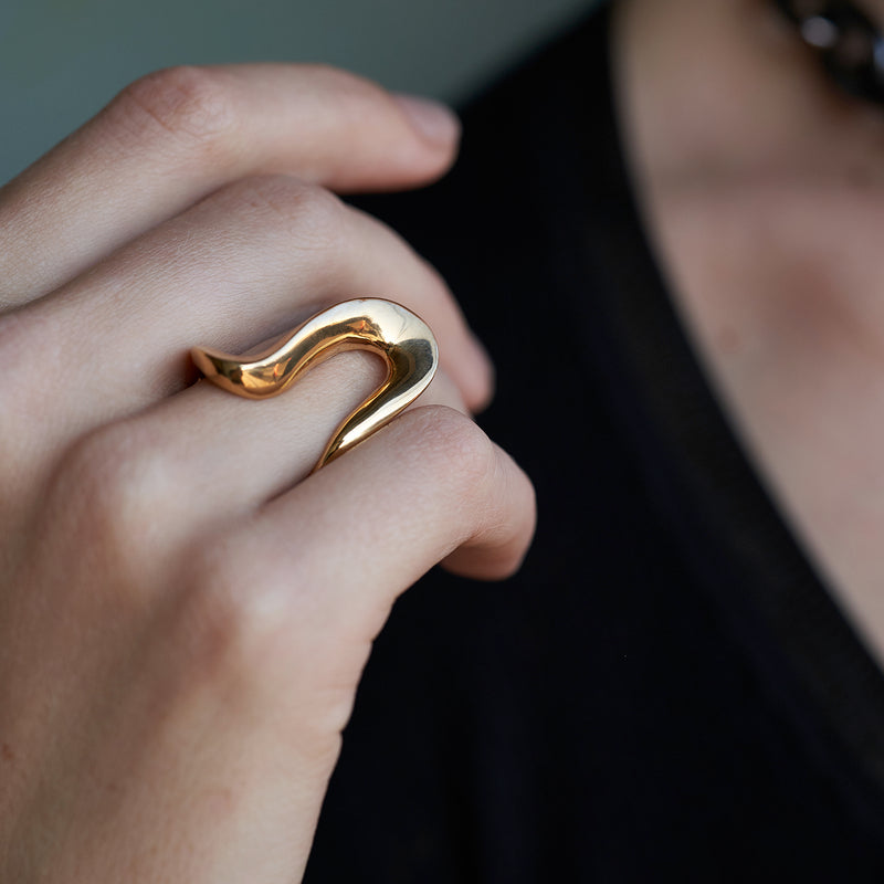 Sterling King Serpentine Ring in Gold model shot