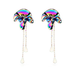 Iridescent Sylvia Crystal Drop Earrings | Oil Slick