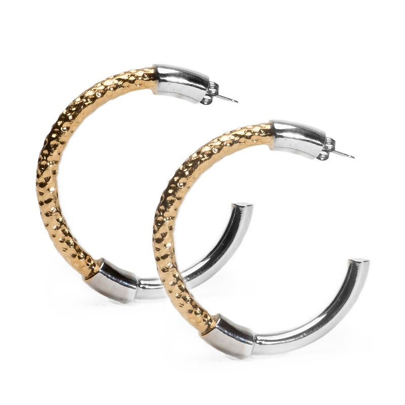 Lithop Hoops | Two Tone Gold & Silver