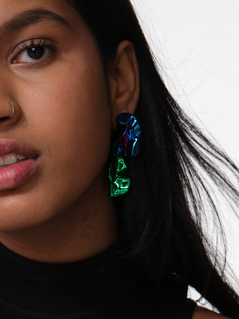 Flashback Fold Earrings | Blue and Green