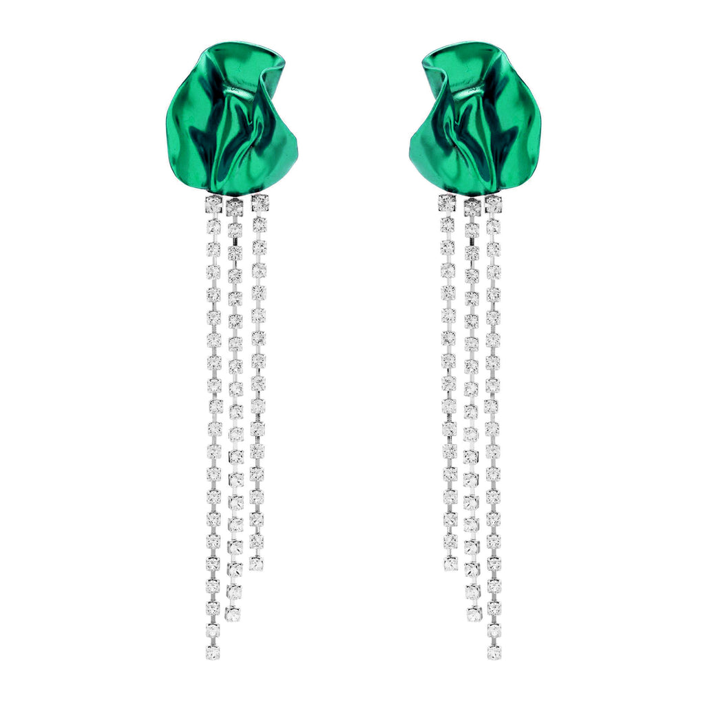 Glenda Emerald Green Rhinestone Earrings