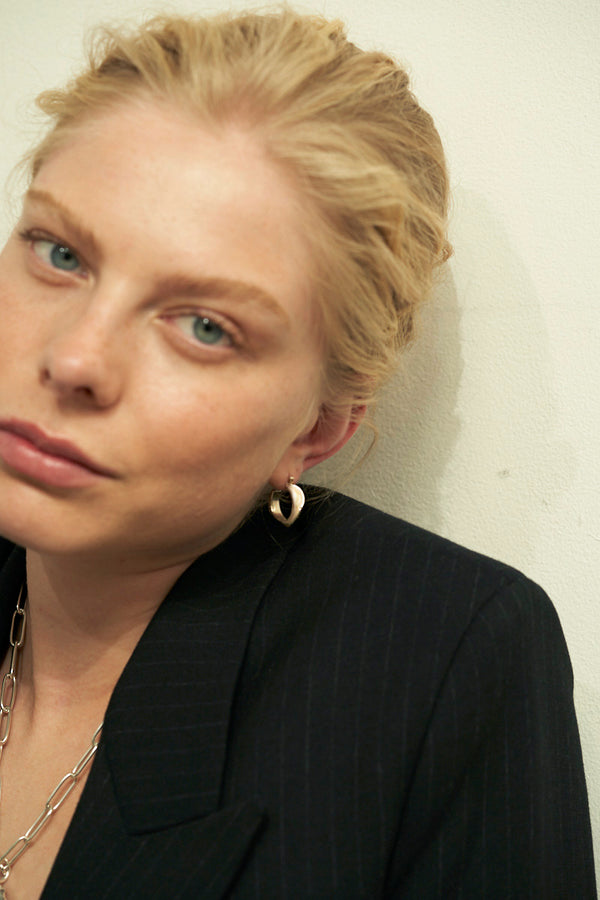 Sterling King Ridge Hoop Mini Earrings in Gold model shot