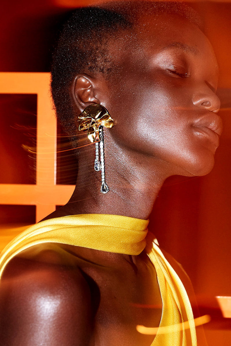 Sylvia Crystal Drop Earrings | Gold