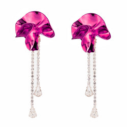 Sylvia Crystal Drop Earrings | Fuchsia